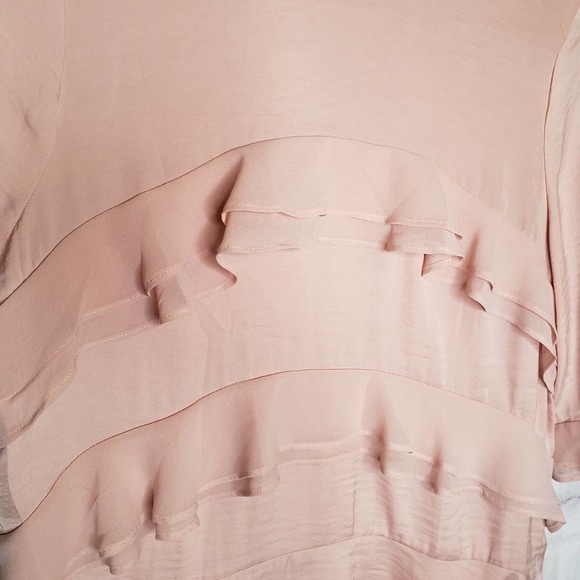 WHO WHAT WEAR pink layered shorts sleeve blouse S - Picture 4 of 9